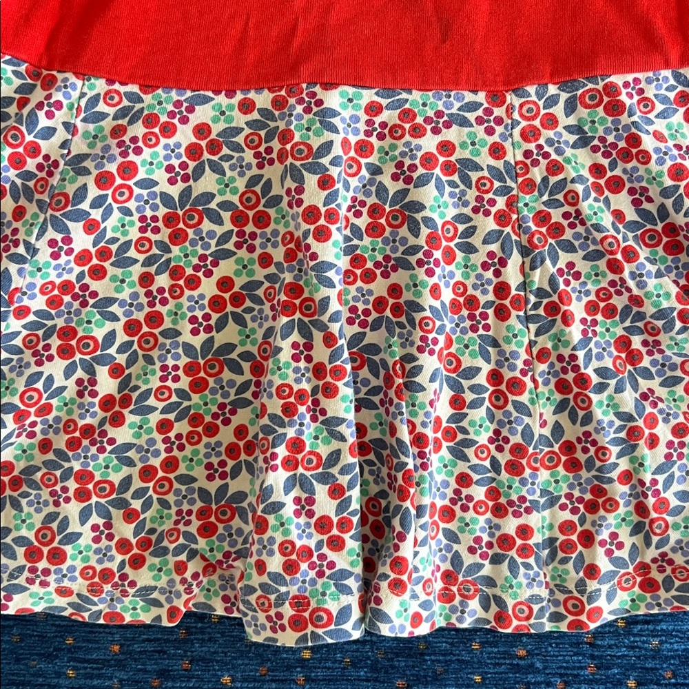 Tea collection size 6 Red Long Sleeve Dress with Floral Skirt - Picture 3 of 5